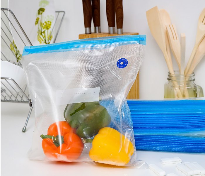 Royalford RF9374 50 Pieces Food Saver Vacuum Zipper Bags - Clear & Blue - Zoom Image 3