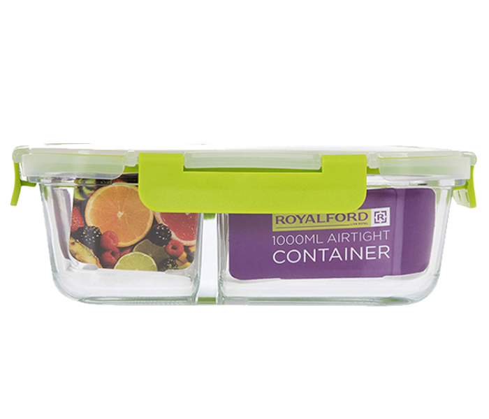 Royalford RF9215 1 Litre Air Tight Food Container - Clear & Green - Zoom Image 6