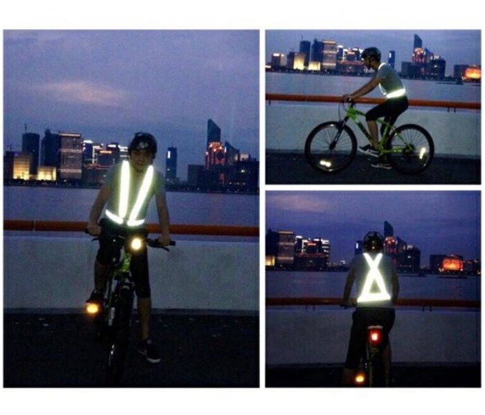 Safety Reflective Adjustable Vest with Elastic Strap for Cycling and Scooter - Orange  - Zoom Image 2