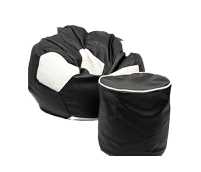 Watiaa Football Bean Bag with Round Puffy - Black - Zoom Image