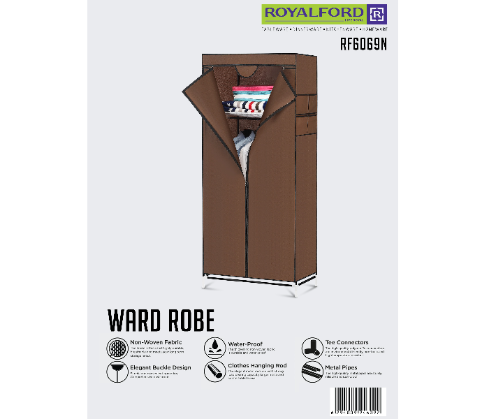 Royalford RF6069N Wardrobe - Brown - Zoom Image 5