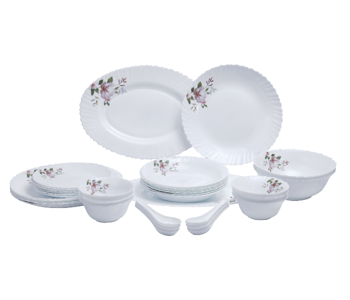 Royalford RF8985 34 Pieces Opal Ware Dinnerware Sets - White - Zoom Image 3