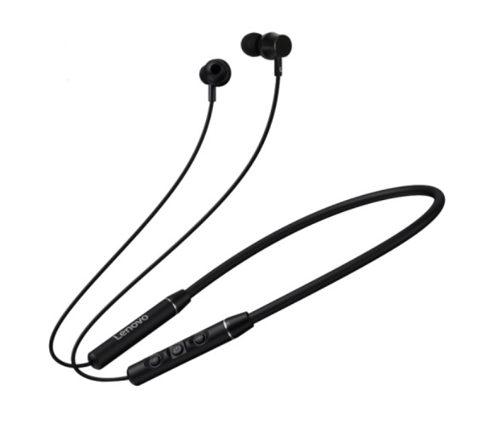 Lenovo QE03 Bluetooth 5.0 Neck-mounted Wireless Sports Bluetooth Earphone with Magnetic and Wire Control Function- Black - Zoom Image