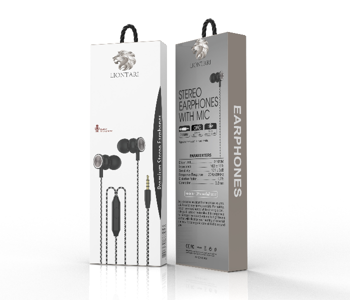 Liontari Stereo Earphones with Mic - Black - Zoom Image 1