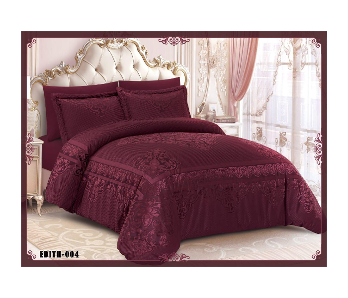 Royal Jacquard Six Pieces Fabric Comforter Set - Red - Zoom Image