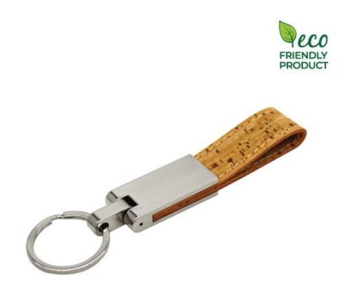 SS Eco Friendly Metal Key Chain With Cork Strap - Zoom Image