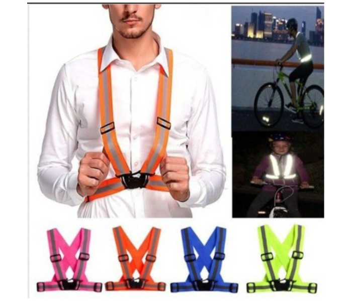 Safety Reflective Adjustable Vest with Elastic Strap for Cycling and Scooter - Orange  - Zoom Image 4