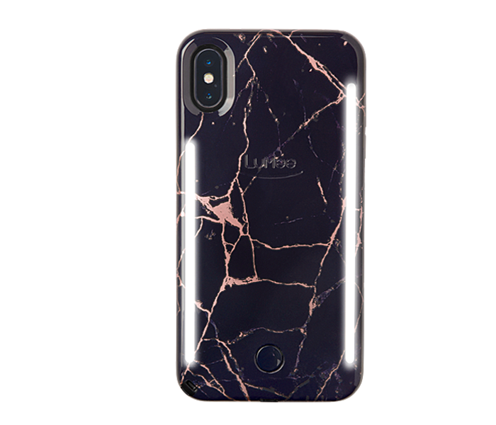 Lumee Duo for iPhone X - Metallic Rose Black Marble - Zoom Image