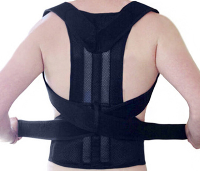 Adjustable Back Posture Corrector Belt XXL - Black - Zoom Image