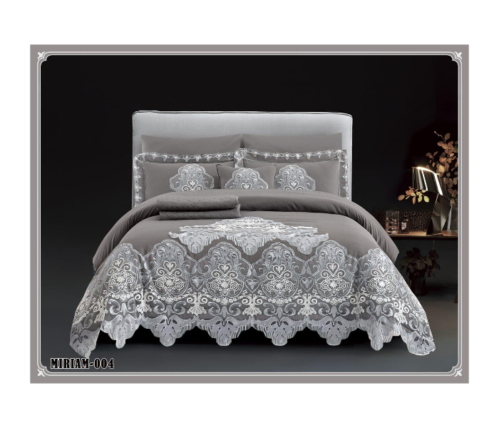 Two Piece Bridal Comforter Plain Frilly - Grey - Zoom Image