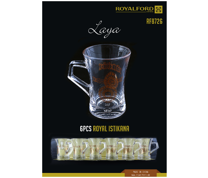 Royalford RF8726 Laya Royal Istikana Glass - 6 Pieces, Clear - Zoom Image 2