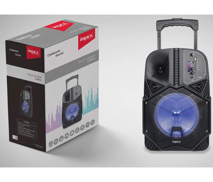 Impex TS 8001A Multimedia Portable Rechargeable Trolley Speaker Sound System - Black - Zoom Image 2