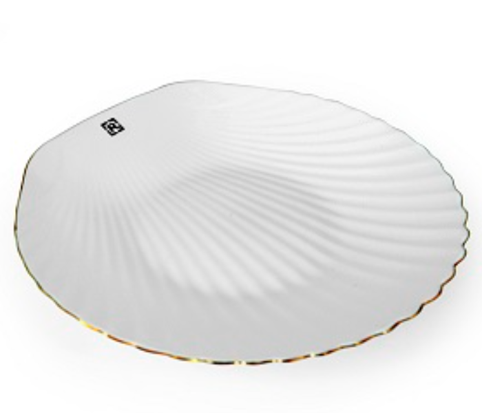 Royalford RF8844 9-inch Opal Ware Shell Golden Rim Soup Plate - White - Zoom Image