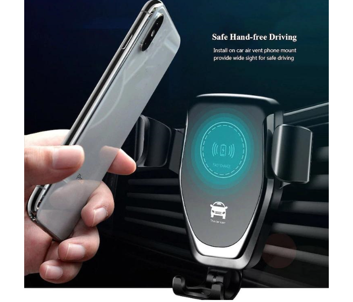 Car Mobile Holder with Fast Wireless Automatic Charging for all Qi certified Mobiles- Black - Zoom Image 3