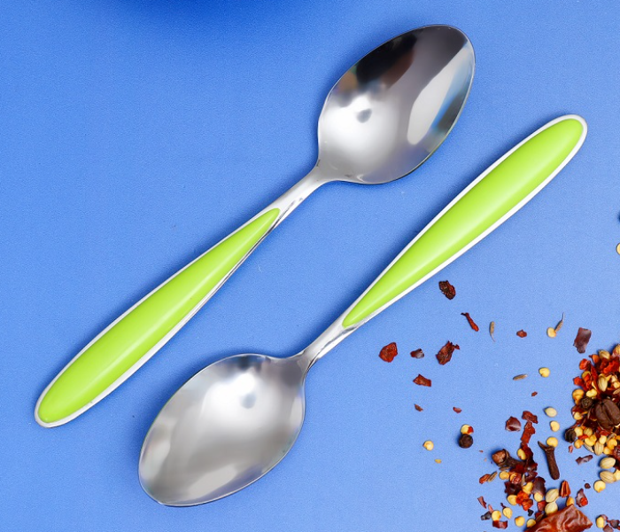 Royalford RF1917-DS 2 Pieces Table Spoon - Sliver & Green - Zoom Image 1