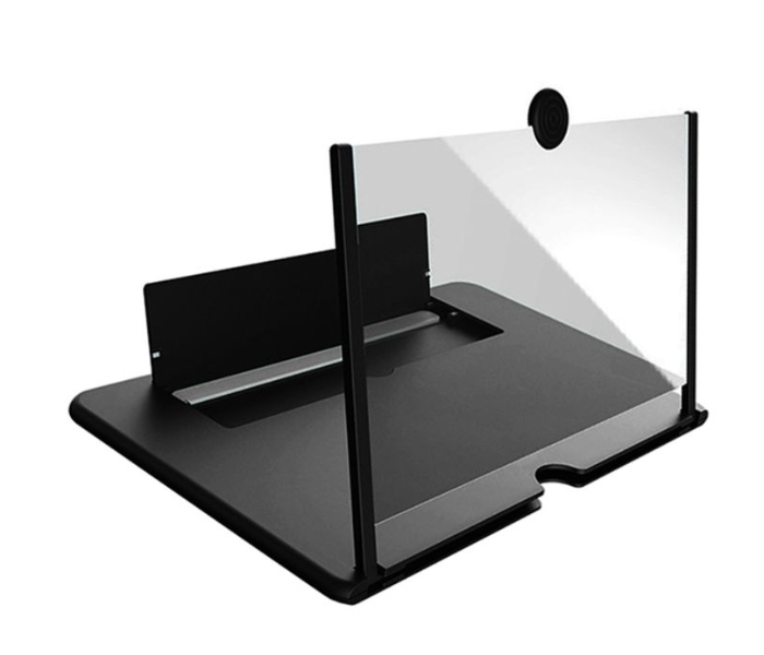 3D Effect Large Screen Magnifier With Desk Holder - Black - Zoom Image 1