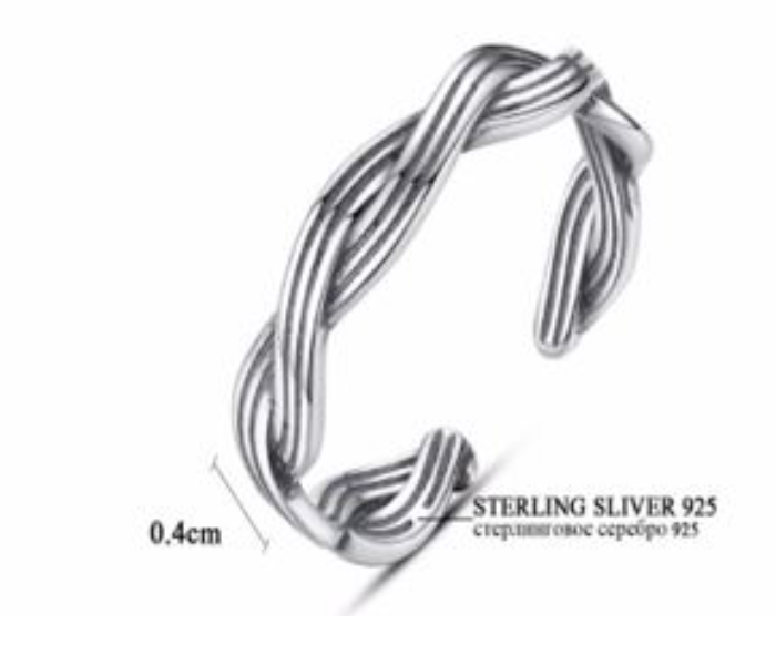 Vintage Twist Shape Adjustable Ring 925 Sterling Silver Ring for Women - Zoom Image 3