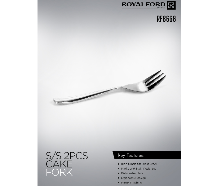 Royalford RF8668 2 Pieces Stainless Steel Cake Fork Set -Silver - Zoom Image 6