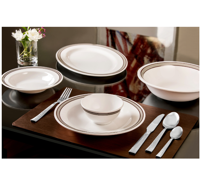 Royalford RF6723 27 Pieces Melamine Ware Dinner Set - White & Grey - Zoom Image 5