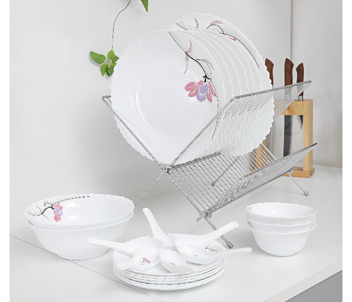 Royalford RF8986 34 Pieces Opal Ware Dinnerware Sets - White - Zoom Image 4