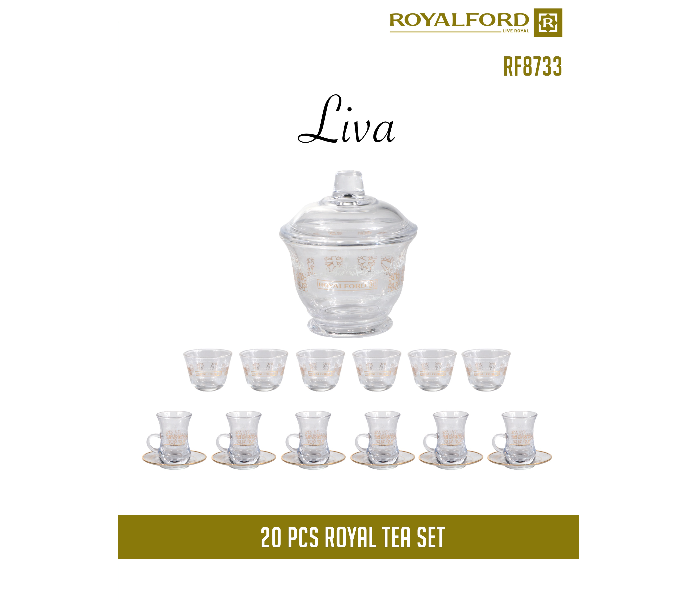 Royalford RF8733 20 Pieces Liva Royal Tea Set - Clear - Zoom Image 2