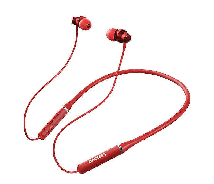 Lenovo XE05 Wireless bluetooth 5.0 Neckband Headphone Magnetic Waterproof Wired Control In-ear Earphone with HD Mic-Red - Zoom Image