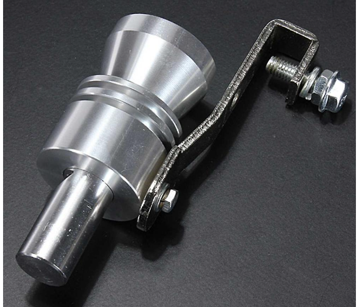 Universal Motorbike Turbo Whistle Pipe Car Exhaust Sound Muffler Medium- Silver - Zoom Image 1