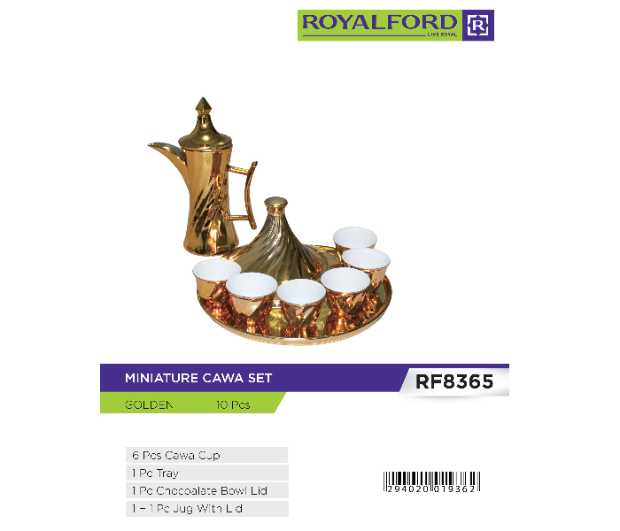 Royalford RF8365 10 Pieces Miniature Cawa Sets - Gold - Zoom Image 2