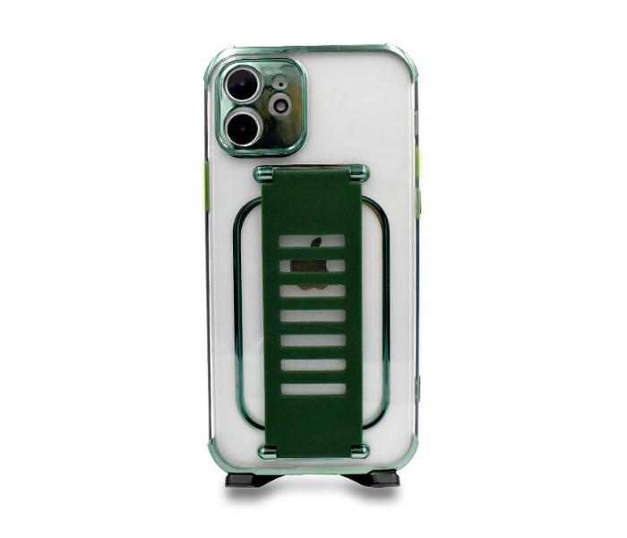 Grip2U GR-1262 Transparent Case With Finger Grip For iPhone 12 - Green - Zoom Image