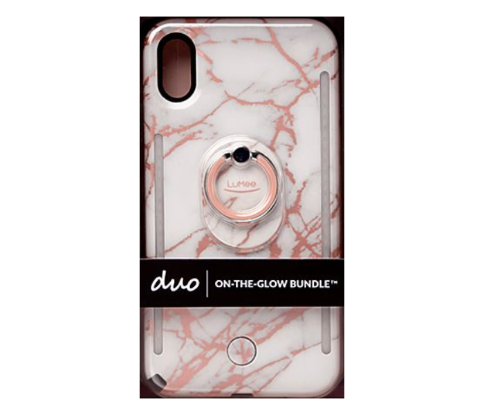 Lumee Duo for Ring Gift Set iPhone XS Max - Metallic Rose White Marble - Zoom Image