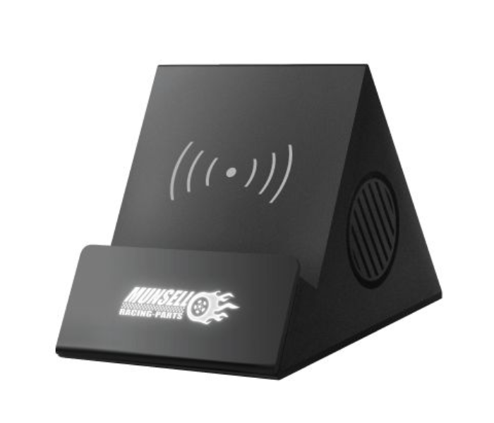 SS Wireless Charging Speaker with Light Up Logo - Black - Zoom Image