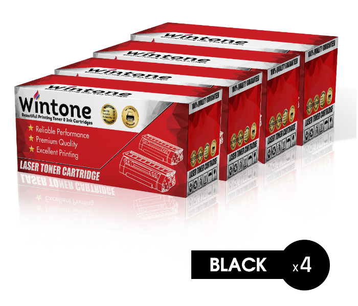 Wintone Set of 4 Pack CF217A 17A Laser Toner Cartridge is Compatible for HP LaserJet Pro M - Black - Zoom Image