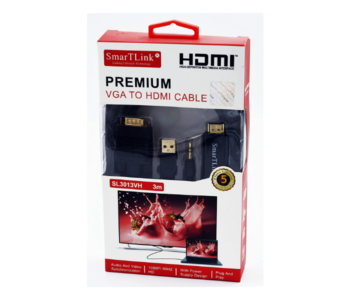 SmartLink SL3013VH 3 Meter SMARTLINK-VGA TO HDMI Cable - Black - Zoom Image 2