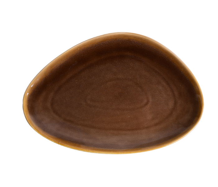 Shuer XY10122 35.5cm Ceramic Plate With Glazed and Painted Edges - Brown - Zoom Image