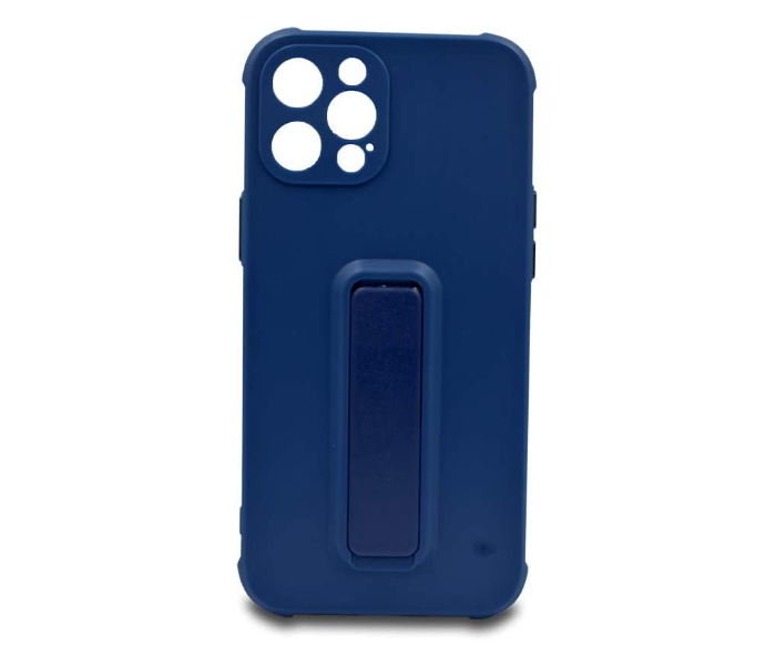 Morepro MP-1253 Soft Rubber Case With Finger Grip and Stand for iPhone 12 Pro Max - Blue - Zoom Image 1