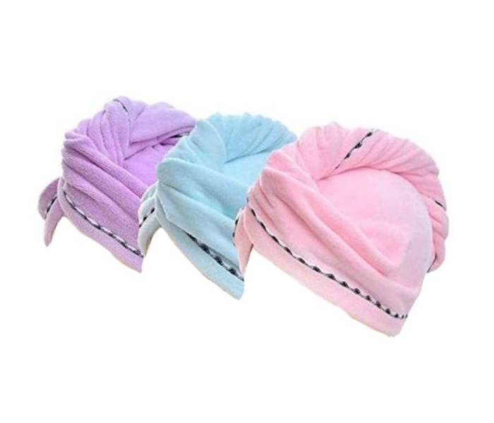 Pack Of 3 Hair Towels - Pink, Blue, Pruple - Zoom Image 1