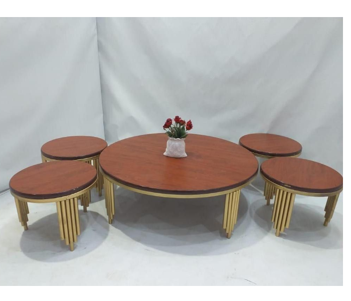 Arabic Majis Style 9 Five Pieces Table Set - Brown - Zoom Image