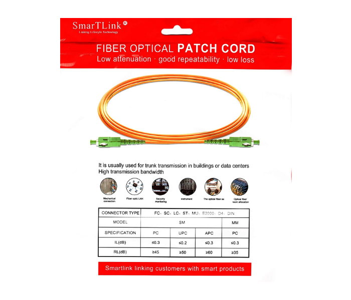 SmartLink GML320FB 20 Meter SC/APC -SC/APCFiber Optical Patch Cord - Yellow - Zoom Image 3