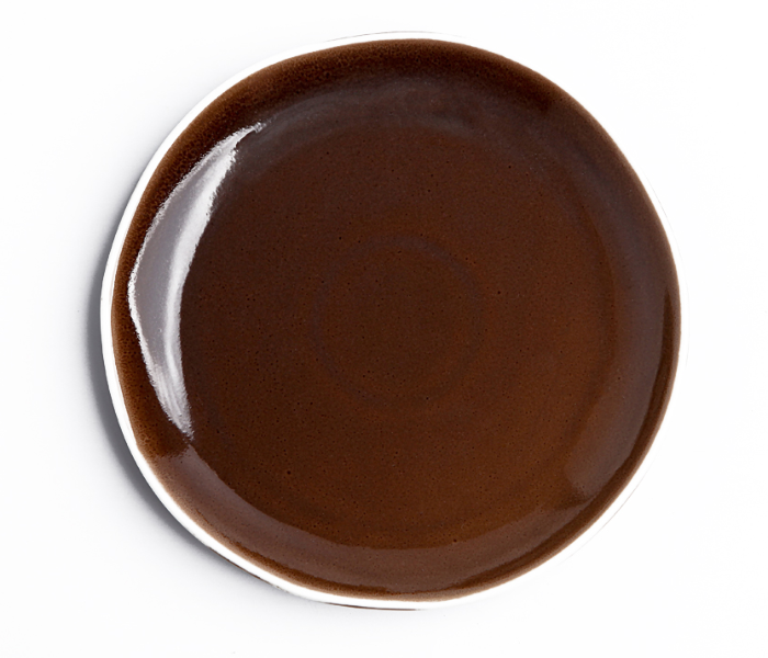 Shuer XY10171 8 inch White Edge Ceramic Deformation Plate - Brown - Zoom Image