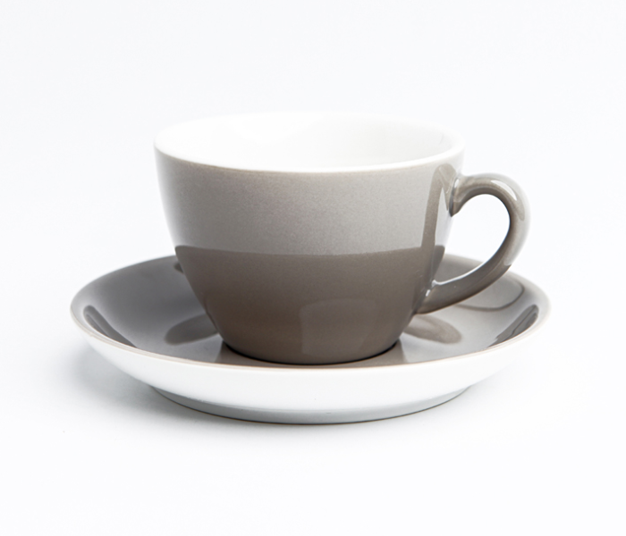 Shuer XY40068 300ml Ceramic Coffee Cup and Saucer - Grey - Zoom Image