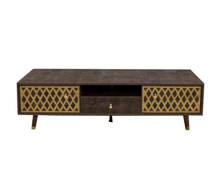 Wooden Style 10 TV Table - Brown & Gold - Zoom Image