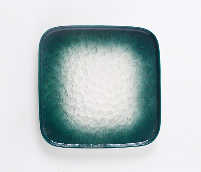 Shuer YEZ10005 8 inch Stone Pattern Ceramic Square Plate - Green - Zoom Image