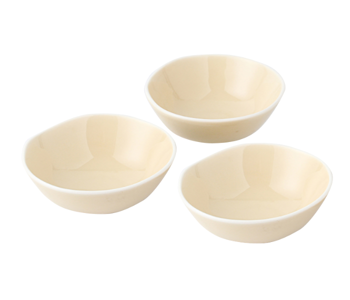 Shuer XY20065 Three Pieces 6 inch Ceramic White Edge Bowl - Beige - Zoom Image