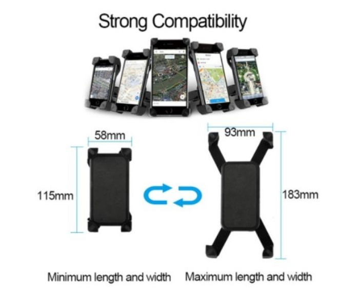 Mobile Holder for Bicycle and E-Scooters with 360 Degree Rotation High Quality Plastic - Black - Zoom Image 2