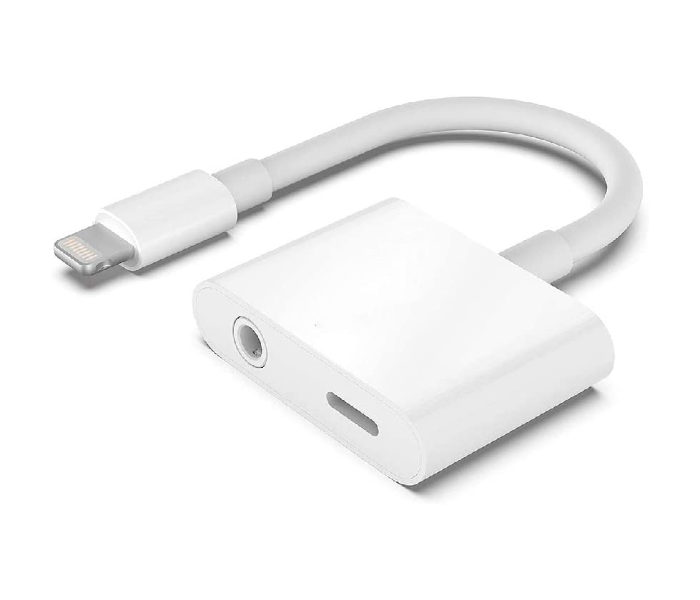 Iends IE-AD788 Lightning to 3.5mm Headphone Jack Adapter and Charging Adapter for all IOS Devices - White - Zoom Image 1