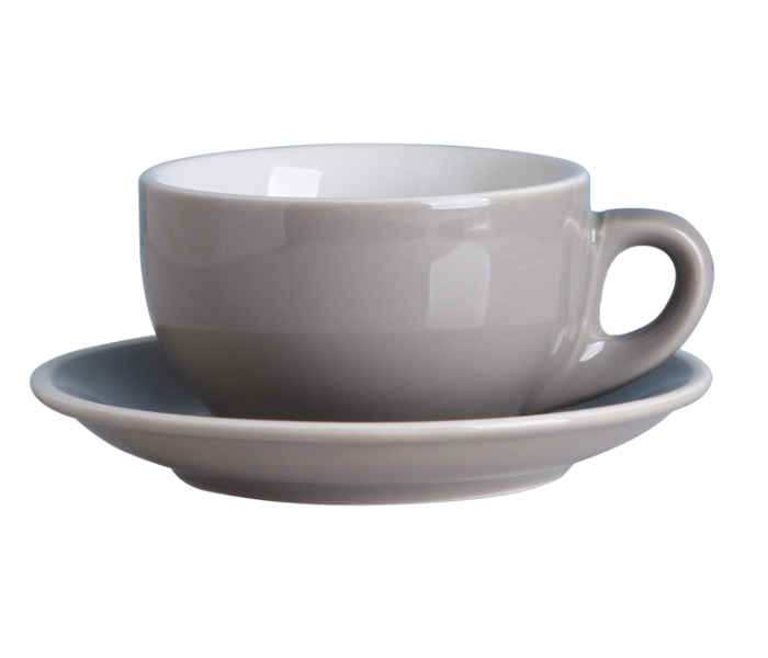 Shuer XY40106 220ml Color Glaze White Edge Ceramic Coffee Cup and Saucer - Grey - Zoom Image