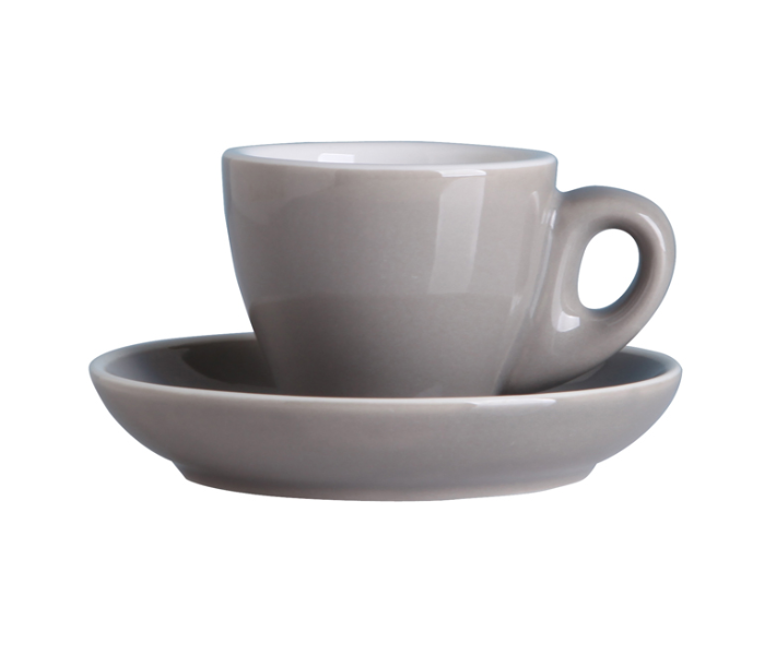 Shuer XY40112 80ml Color Glaze White Edge Ceramic Coffee Cup and Saucer - Grey - Zoom Image