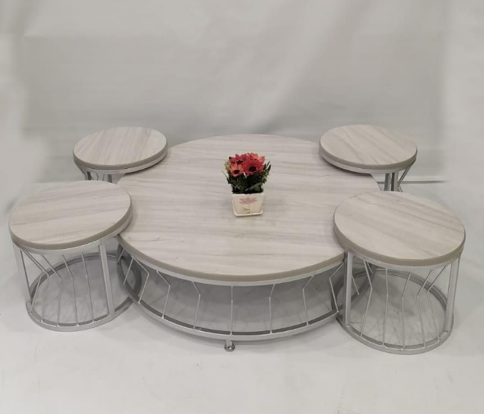 Arabic Majis Style 7 Five Pieces Table Set - White - Zoom Image