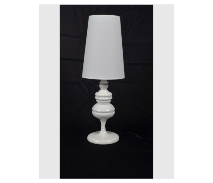 Bedside Table Lamp with Beige Canopy and Base - White - Zoom Image