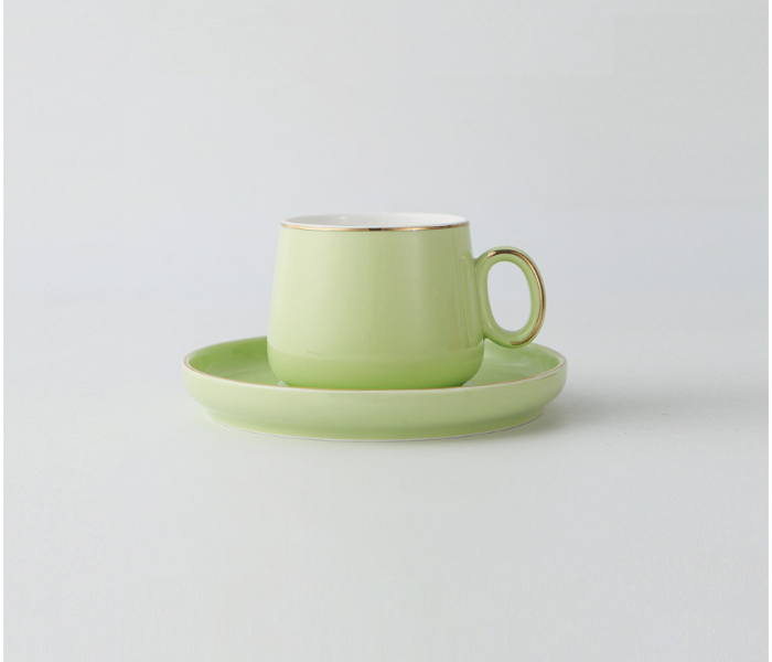 Shuer LJX40012 25ml Ceramic Small Round Handle Cup and Saucer - Green - Zoom Image